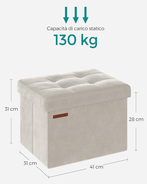 Bancheta de depozitare Otoman Songmics Alb 40x32x31 cm