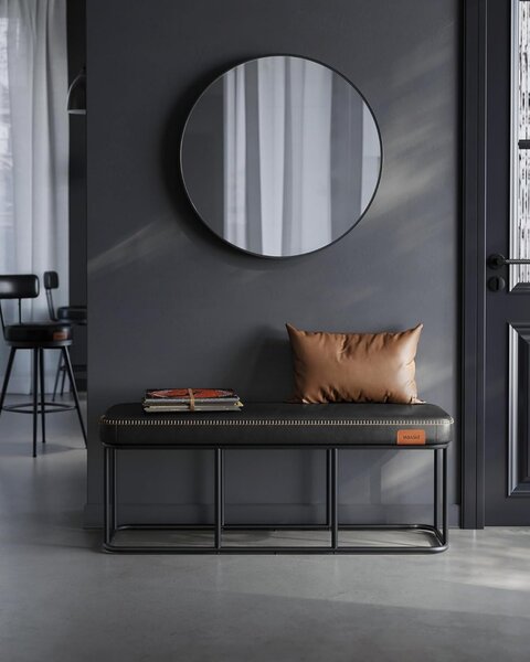 Bancuta intrare hol, Vasagle, Negru, 120x40x45 cm