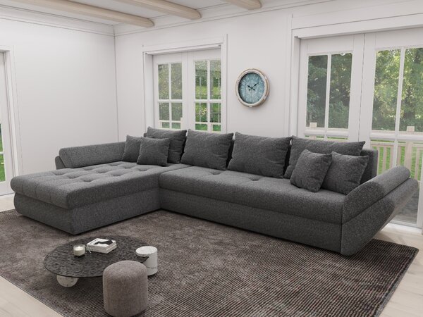 Colțar extensibil dumonde cu ladă de depozitare Loana XL Monte Gri 90 335x185 cm