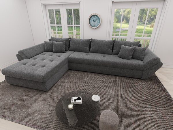 Colțar extensibil dumonde cu ladă de depozitare Loana XL Monte Gri 90 335x185 cm