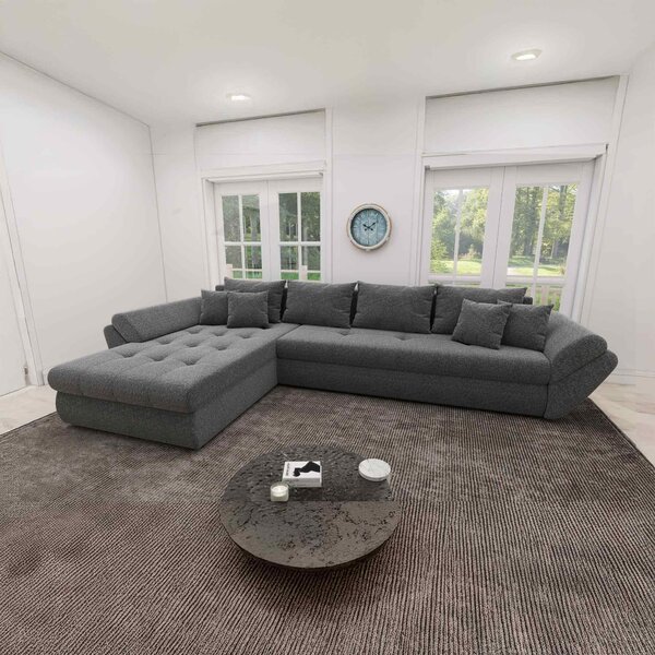 Colțar extensibil dumonde cu ladă de depozitare Loana XL Monte Gri 90 335x185 cm