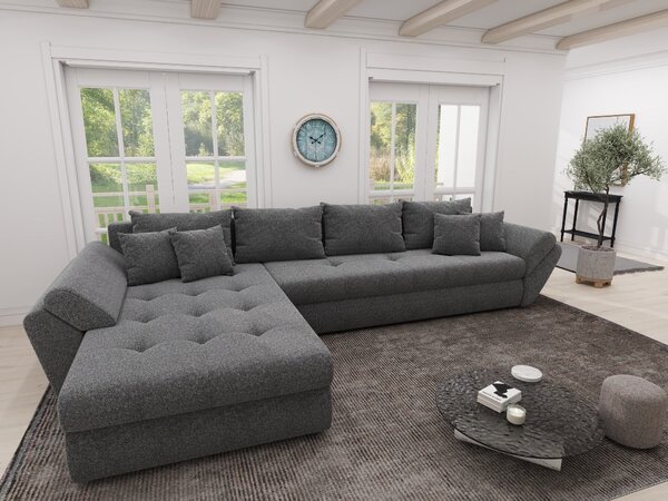 Colțar extensibil dumonde cu ladă de depozitare Loana XL Monte Gri 90 335x185 cm