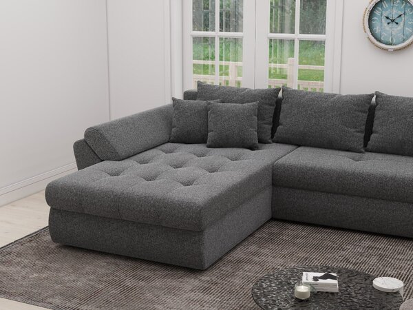 Colțar extensibil dumonde cu ladă de depozitare Loana XL Monte Gri 90 335x185 cm