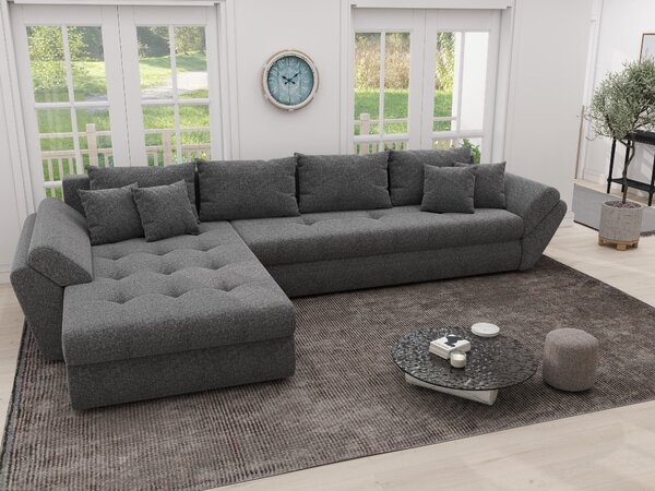 Colțar extensibil dumonde cu ladă de depozitare Loana XL Monte Gri 90 335x185 cm