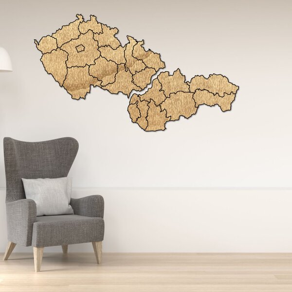 Harta din lemn a Slovaciei și a Republicii Cehe - PUZZLE