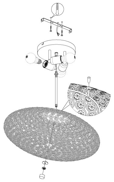 Eglo 95285 - Cristal Plafoniera CLEMENTE 3xE27/60W/230V