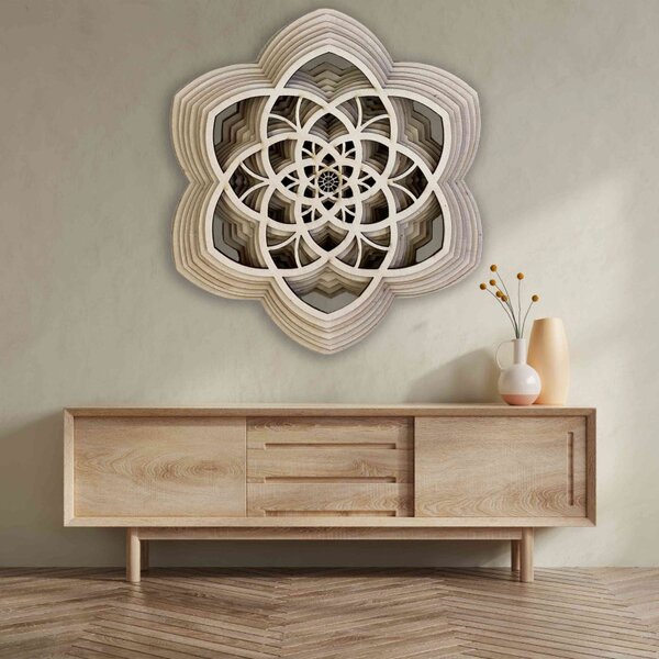 Mandala din lemn Harmony realizată din mai multe straturi până la 90 x 100 cm