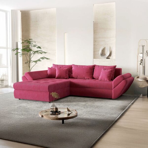 Colțar extensibil dumonde cu ladă de depozitare Loana Zoom Red 270x185 cm