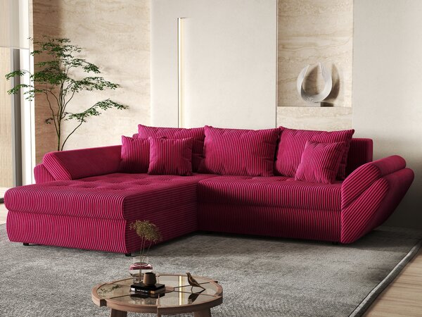 Colțar extensibil dumonde cu ladă de depozitare Loana Zoom Red 270x185 cm