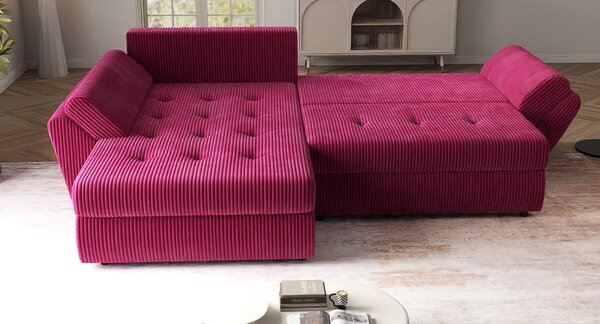 Colțar extensibil dumonde cu ladă de depozitare Loana Zoom Red 270x185 cm