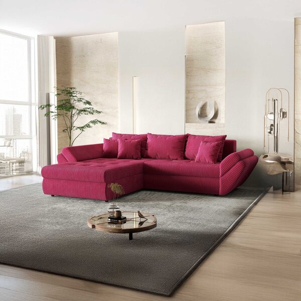 Colțar extensibil dumonde cu ladă de depozitare Loana Zoom Red 270x185 cm