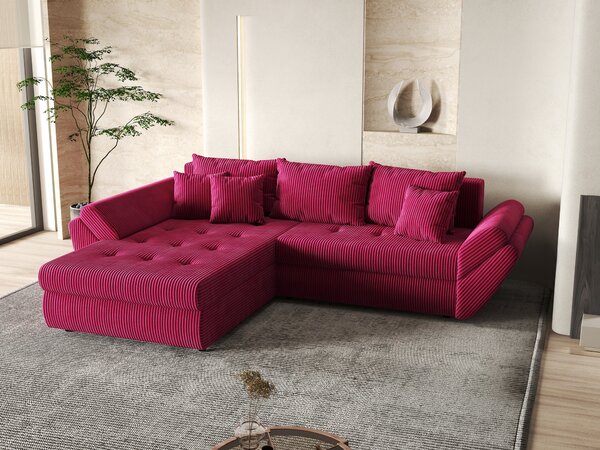 Colțar extensibil dumonde cu ladă de depozitare Loana Zoom Red 270x185 cm