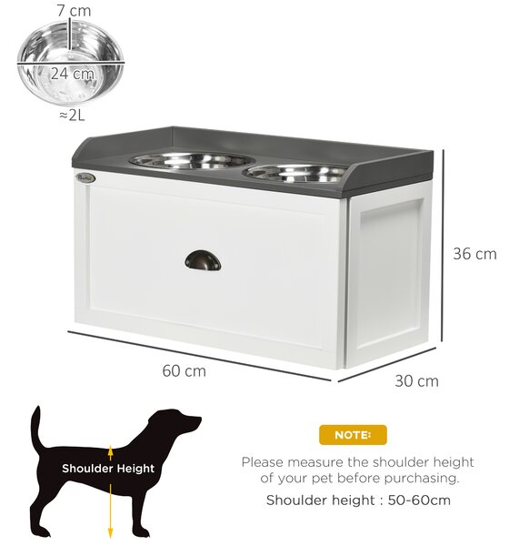 PawHut Boluri pentru caini mari, statie de hranire pentru animale de companie ridicata cu 2 boluri din otel inoxidabil | Aosom Romania