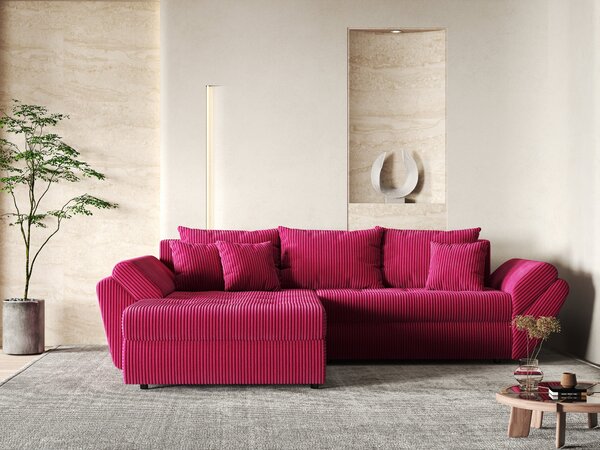 Colțar extensibil dumonde cu ladă de depozitare Loana Zoom Red 270x185 cm