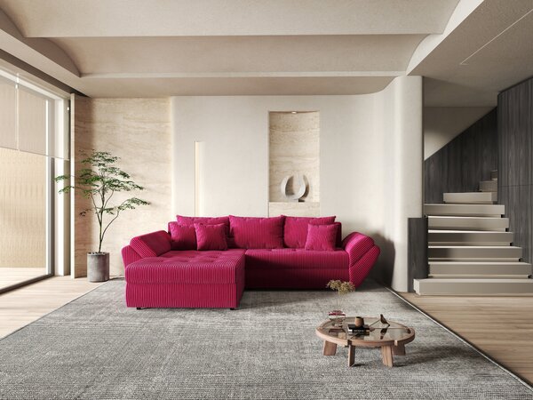 Colțar extensibil dumonde cu ladă de depozitare Loana Zoom Red 270x185 cm
