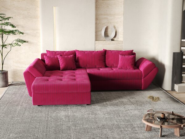 Colțar extensibil dumonde cu ladă de depozitare Loana Zoom Red 270x185 cm