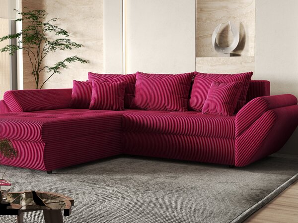 Colțar extensibil dumonde cu ladă de depozitare Loana Zoom Red 270x185 cm