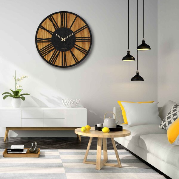 Ceas de perete roman modern din lemn | KLOF