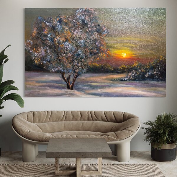 Tablou Canvas Premium LuxCanva® B1131, Copacul Magic , Copac, Living, Apus, Noapte, Natura, Culori Vibrante
