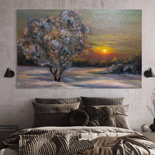 Tablou Canvas Premium LuxCanva® B1131, Copacul Magic , Copac, Living, Apus, Noapte, Natura, Culori Vibrante