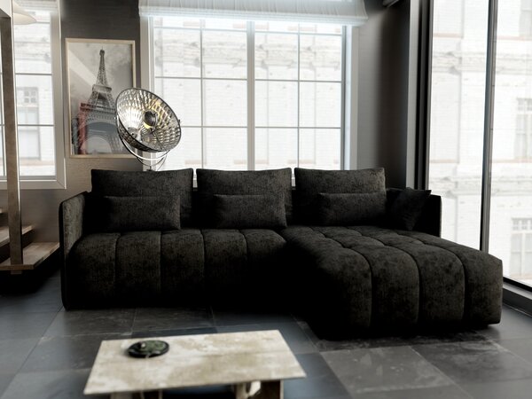Colțar extensibil dumonde cu ladă de depozitare Malta Enjoy Black II 235x185 cm