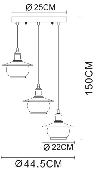 Globo 69030-3H - Corp de iluminat pendul 3xE27/60W