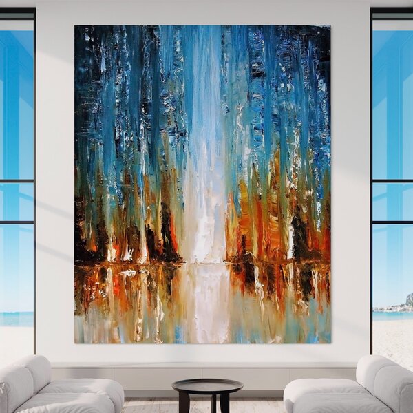 Tablou Canvas Premium LuxCanva® B1120, Abstract Cascade , Living, Abstract, Cascada, Albastru, Dormitor, Liniste, Culori Vibrante