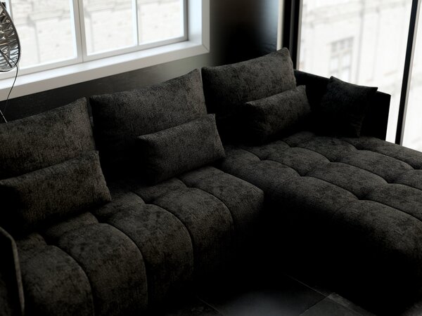 Colțar extensibil dumonde cu ladă de depozitare Malta Enjoy Black II 235x185 cm