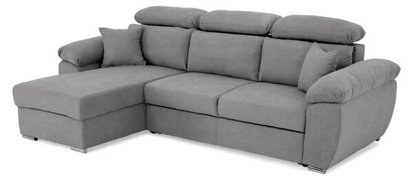 Coltar Como extensibil, functie dormit, lada depozitare, 265x166x91/102 cm, Gri