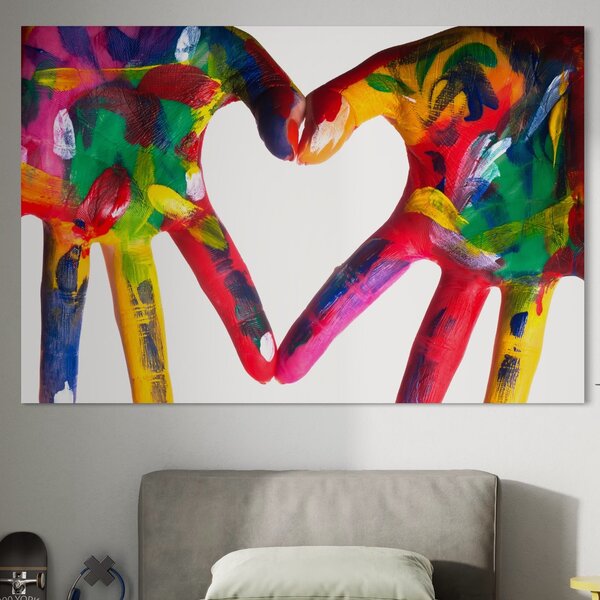 Tablou Canvas Premium LuxCanva® B1117, Loving Hands , Living, Inima, Maini, Dragoste, Iubiti, Sentimente, Culori Vibrante