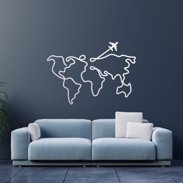 Hartă a lumii din lemn, de design, pentru perete | WorldLines