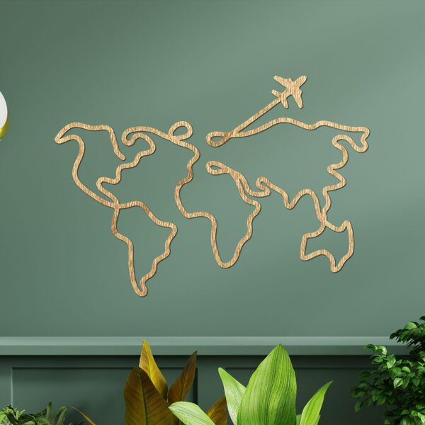 Hartă a lumii din lemn, de design, pentru perete | WorldLines
