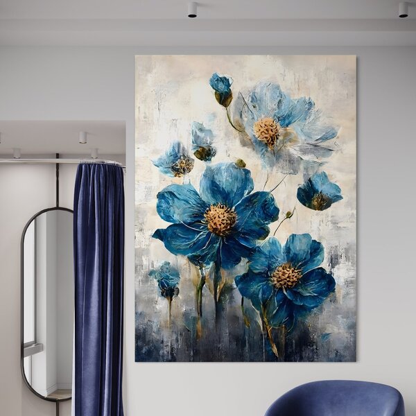 Tablou Canvas Premium LuxCanva® B1108, Albastre Flori , Culori, Living, Flori, Albastru, Buchet, Dormitor, Relaxare, Culori Vibrante