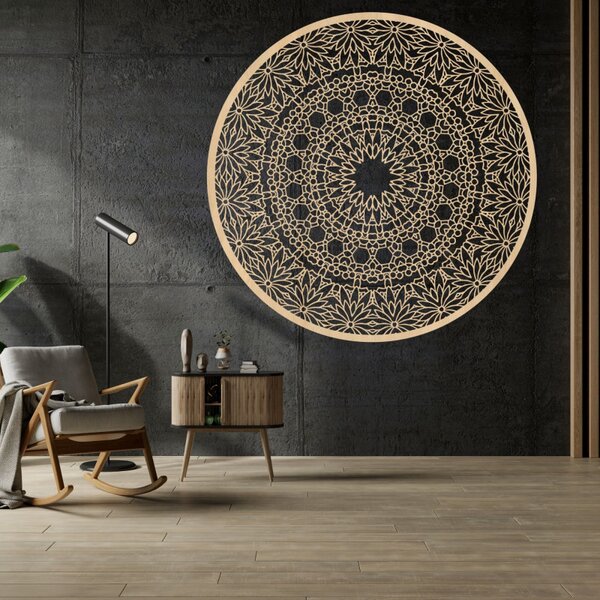 Mandala luxoasă din lemn pe perete, decorațiune interioară 3D | HELA