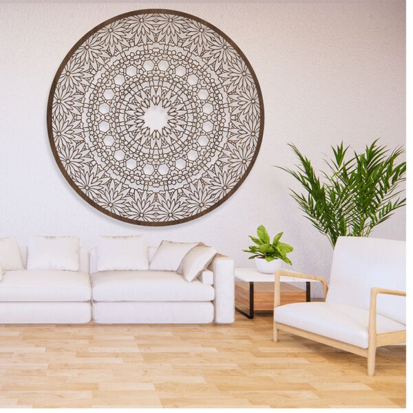 Mandala luxoasă din lemn pe perete, decorațiune interioară 3D | HELA