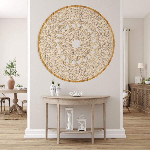 Mandala luxoasă din lemn pe perete, decorațiune interioară 3D | HELA