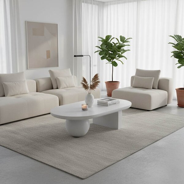 Masuta De Cafea Kivana Lemn Masiv De Salcam Alb 110x72x38 Cm