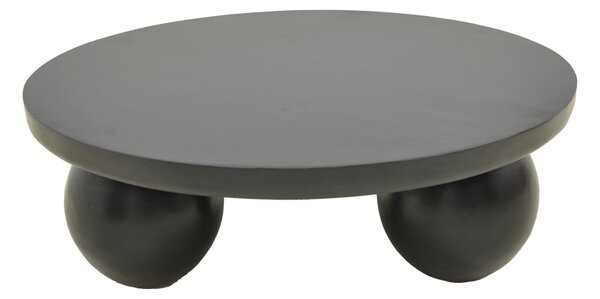 Masuta De Cafea Rotunda Felora Lemn Masiv De Mango Negru D90x30 Cm
