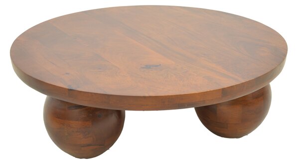 Masuta De Cafea Rotunda Felora Lemn Masiv De Mango Nuc D90x30 Cm