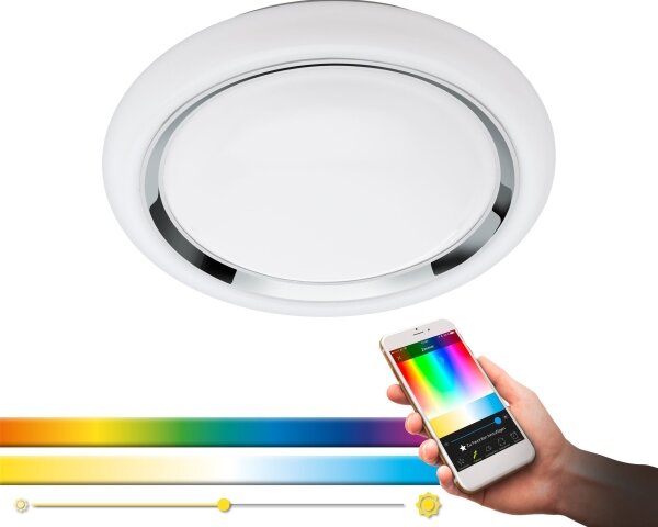 Eglo 96686 - Plafonieră LED RGBW CAPASSO-C, dimabil, 17W, 230V