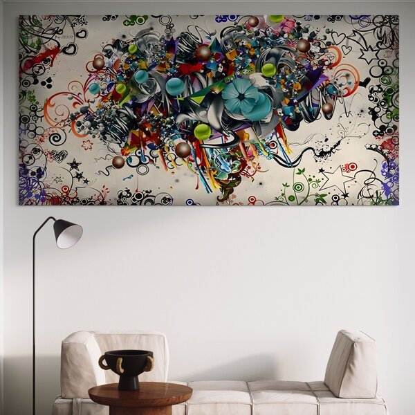 Tablou Canvas Premium LuxCanva® B1092, Jocul Culorilor , Living, Abstract, Flori, Colorat, Fun Times, Dormitor, Geometric, Culori Vibrante