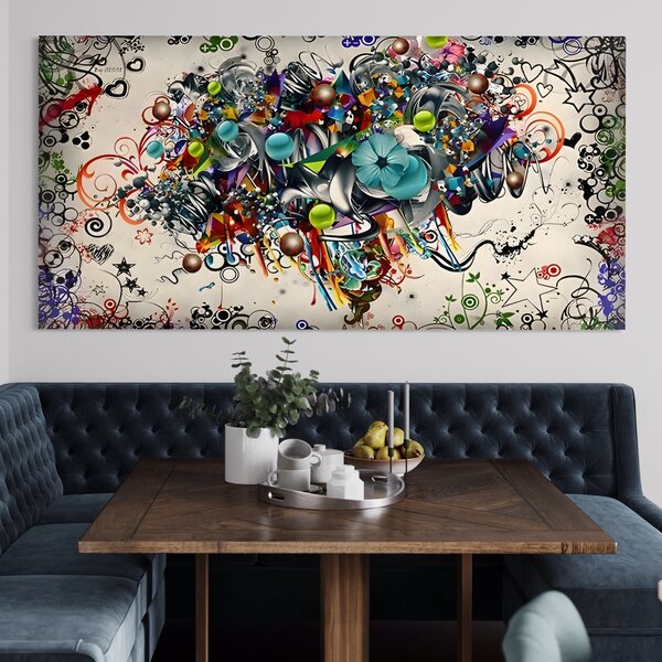 Tablou Canvas Premium LuxCanva® B1092, Jocul Culorilor , Living, Abstract, Flori, Colorat, Fun Times, Dormitor, Geometric, Culori Vibrante