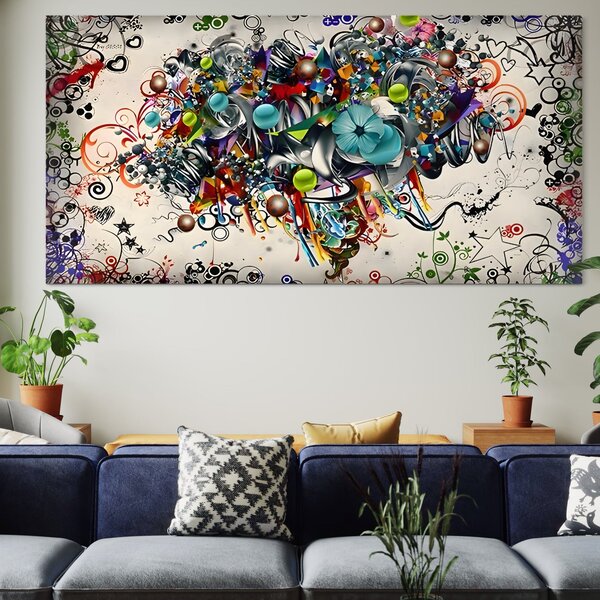 Tablou Canvas Premium LuxCanva® B1092, Jocul Culorilor , Living, Abstract, Flori, Colorat, Fun Times, Dormitor, Geometric, Culori Vibrante