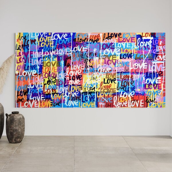 Tablou Canvas Premium LuxCanva® B1080, Iubire , Living, Graffiti, Dragoste, Iubire, Dormitor, Culori Vibrante