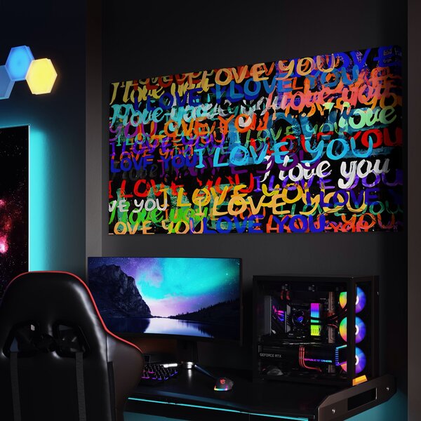 Tablou Canvas Premium LuxCanva® B1078, Love In Colors , Decorativ, Living, Colorat, Iubire, Graffiti, Dormitor, Inspirational, Dragoste, Culori Vibrante