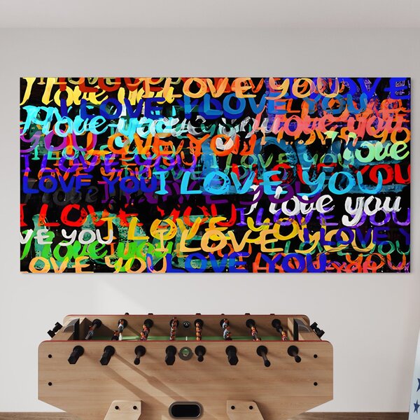 Tablou Canvas Premium LuxCanva® B1078, Love In Colors , Decorativ, Living, Colorat, Iubire, Graffiti, Dormitor, Inspirational, Dragoste, Culori Vibrante