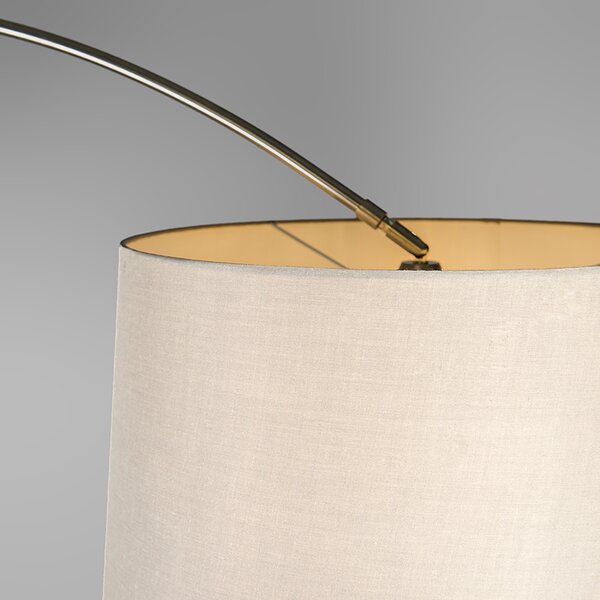 Lampă cu arc din oțel cu abajur din stofă albă 45 cm - XXL