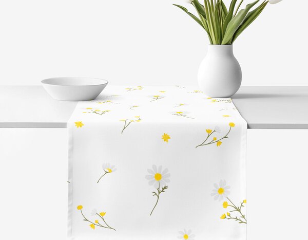 Goldea napron de masă 100% bumbac - mușețel 35x140 cm