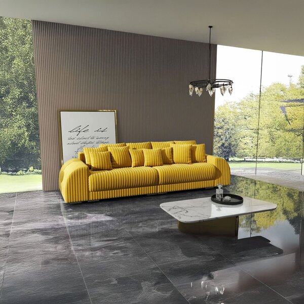 Canapea extensibilă dumonde cu 2 lăzi de depozitare Verona Ambiance Mustar 310x120 cm