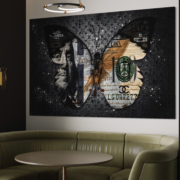 Tablou Canvas Premium LuxCanva® B1066, Fancy Butterfly , Decorativ, Fluture, Living, Fendi, Hermes, Dolar, Birou, Culori Vibrante